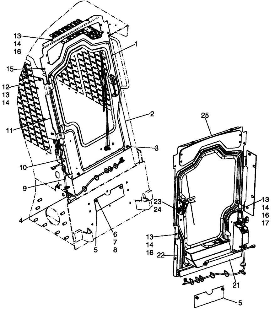 Схема запчастей Case 410 - (09-25D) - CAB DOOR 87557060 - SPRING ASSIST MOUNTED TO DOOR TAB (09) - CHASSIS