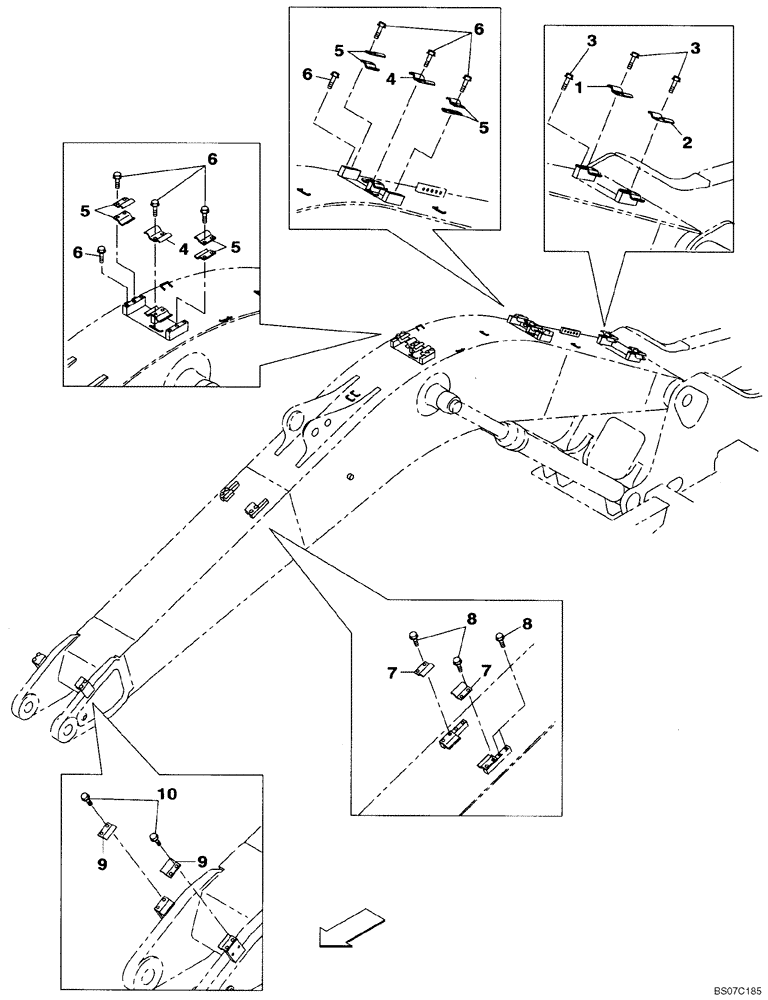 Схема запчастей Case CX210BNLC - (09-39[00]) - CLAMPS - BOOM (09) - CHASSIS/ATTACHMENTS