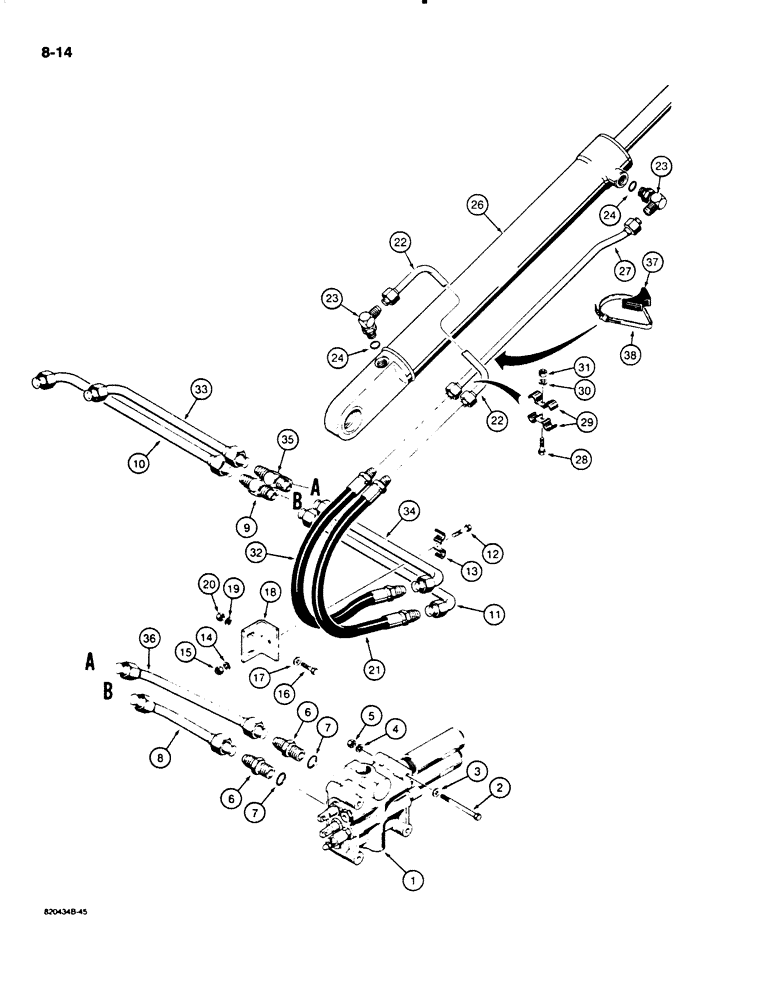 Схема запчастей Case W18B - (8-14) - HYDRAULIC CIRCUIT, LOADER BUCKET (08) - HYDRAULICS