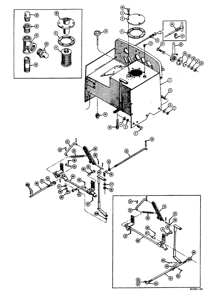 Схема запчастей Case 310E - (036) - COWL, DASH, AND THEOTTLE CONTROL (05) - UPPERSTRUCTURE CHASSIS