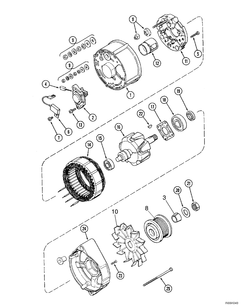 Схема запчастей Case 1150H_IND - (04-03) - ALTERNATOR ASSY (MODELS WITH AIR CONDITIONING) (04) - ELECTRICAL SYSTEMS