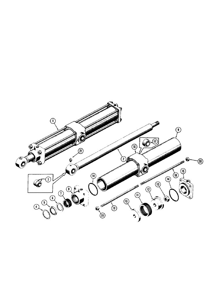 Схема запчастей Case 600 - (276[1]) - HYDRAULIC CYLINDER ASSEMBLY - BACKHOE SWING TUBE, PISTON ROD, TRUNNION, PACKINGS, SEALS (07) - HYDRAULIC SYSTEM