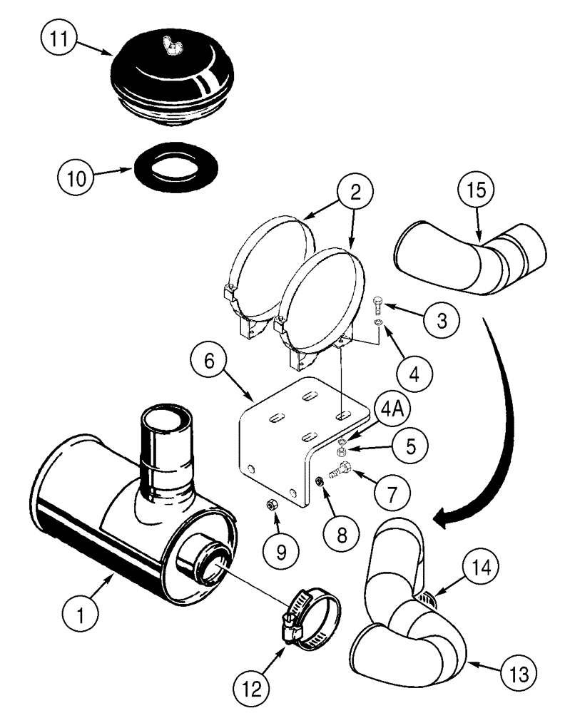 Схема запчастей Case 550H - (2-05) - AIR CLEANER, MOUNTING (02) - ENGINE