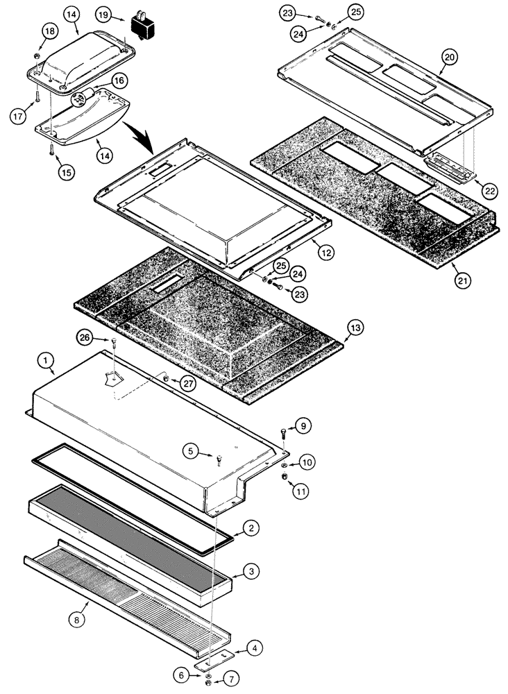 Схема запчастей Case 850E - (9-082) - CAB, AIR FILTER AND INSIDE ROOF COVERS (09) - CHASSIS/ATTACHMENTS