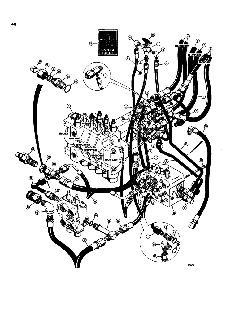 Схема запчастей Case 35 - (046) - HYDRA-GUIDE CNTRLS, COMMERCIAL - CROSS VALVES, USED ON MDLS W/ BACKHOE SN BEF 5219901 