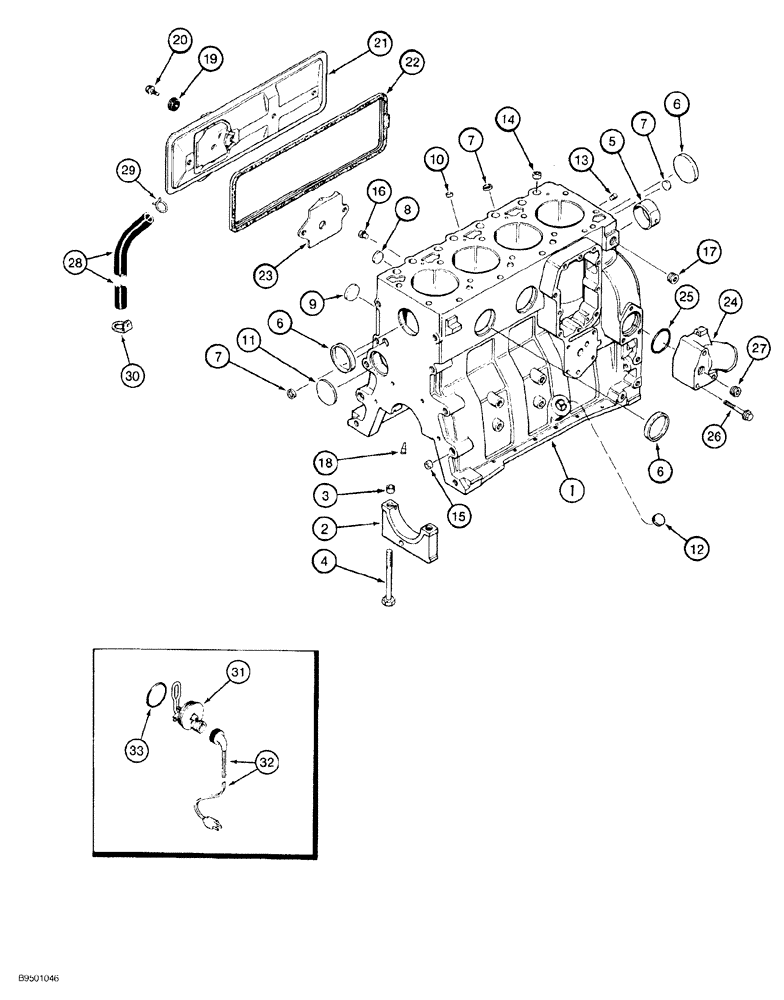 Схема запчастей Case 550G - (2-46) - CYLINDER BLOCK, 4-390 ENGINE, PRIOR TO P.I.N. JJG0255794 (01) - ENGINE