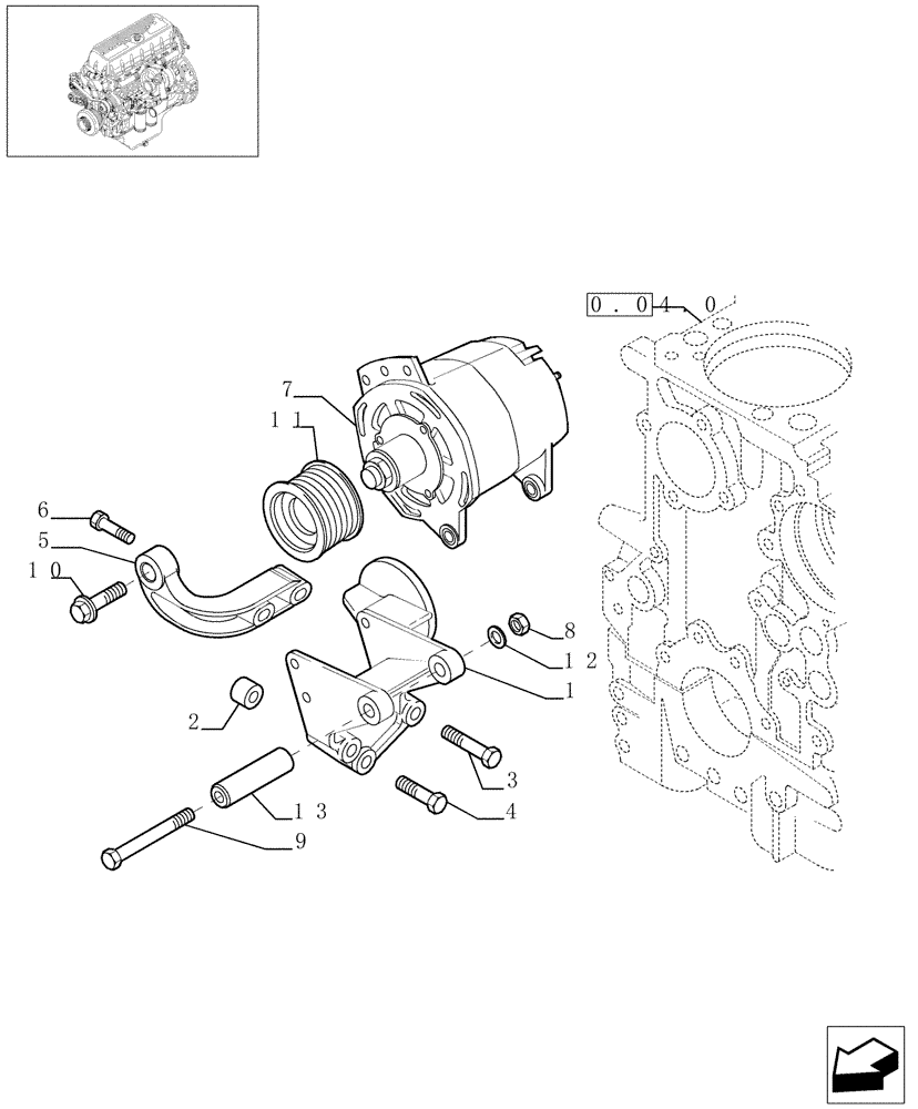 Схема запчастей Case F3AE0684D B005 - (0.40.0[01]) - ALTERNATOR (504056288) 