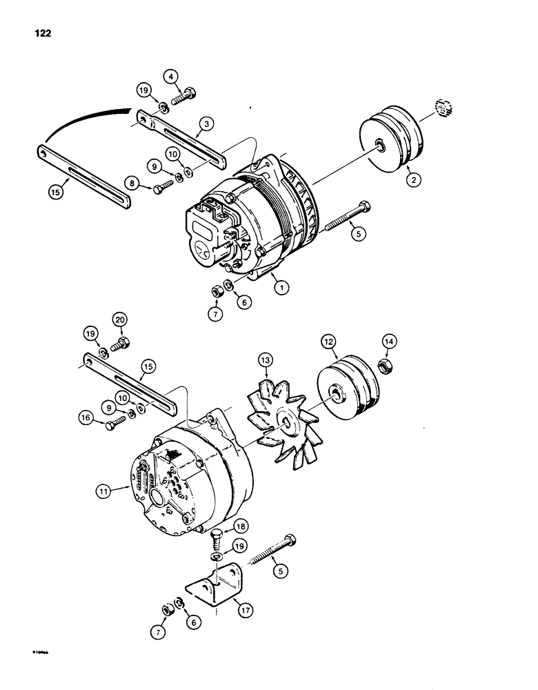 Схема запчастей Case 850B - (122) - ALTERNATOR AND MOUNTING (06) - ELECTRICAL SYSTEMS