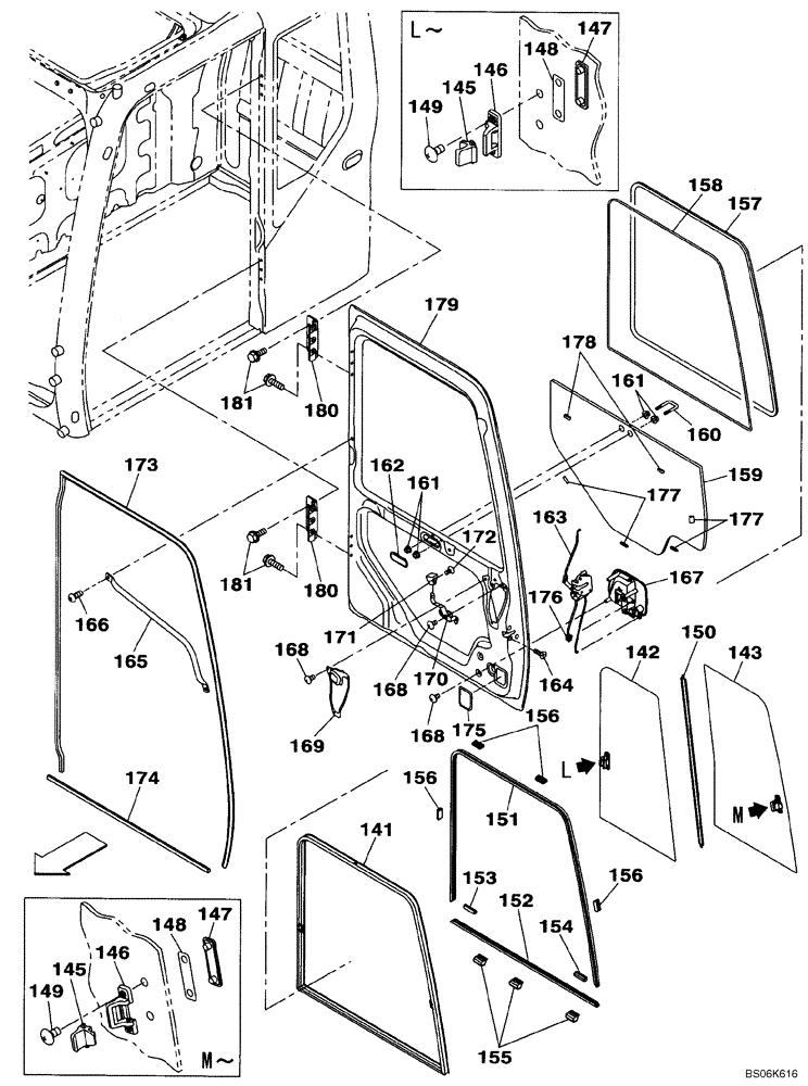 Схема запчастей Case CX210BLR - (09-28) - CAB DOOR (09) - CHASSIS/ATTACHMENTS