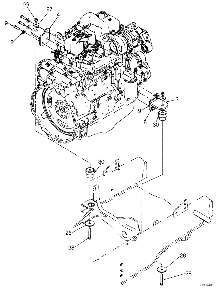 Схема запчастей Case 588G - (02-06) - ENGINE - MOUNTING (02) - ENGINE