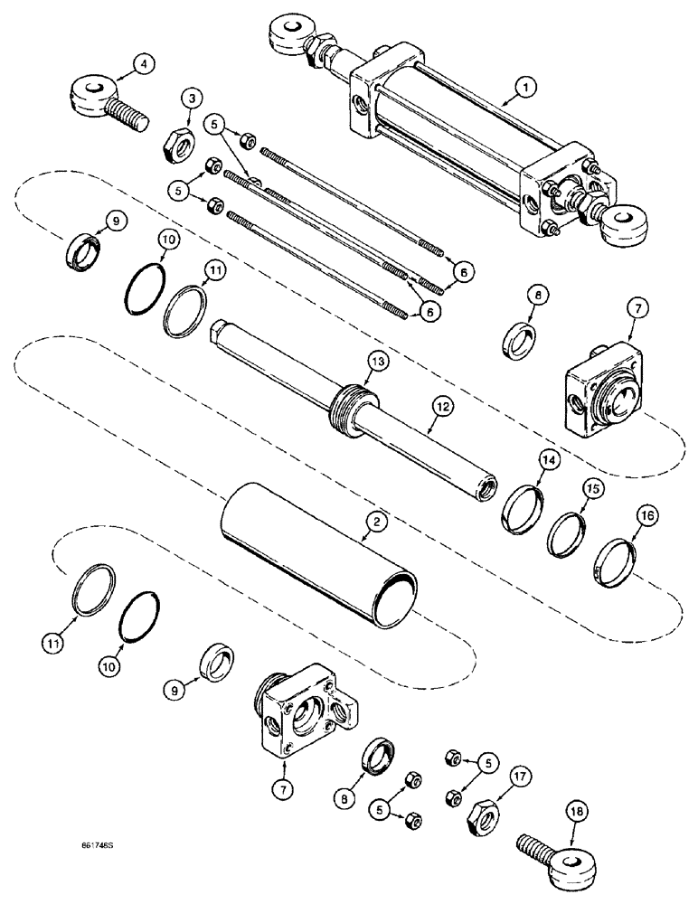 Схема запчастей Case 590L - (5-12) - STEERING CYLINDER, TWO WHEEL DRIVE FRONT AXLE (05) - STEERING