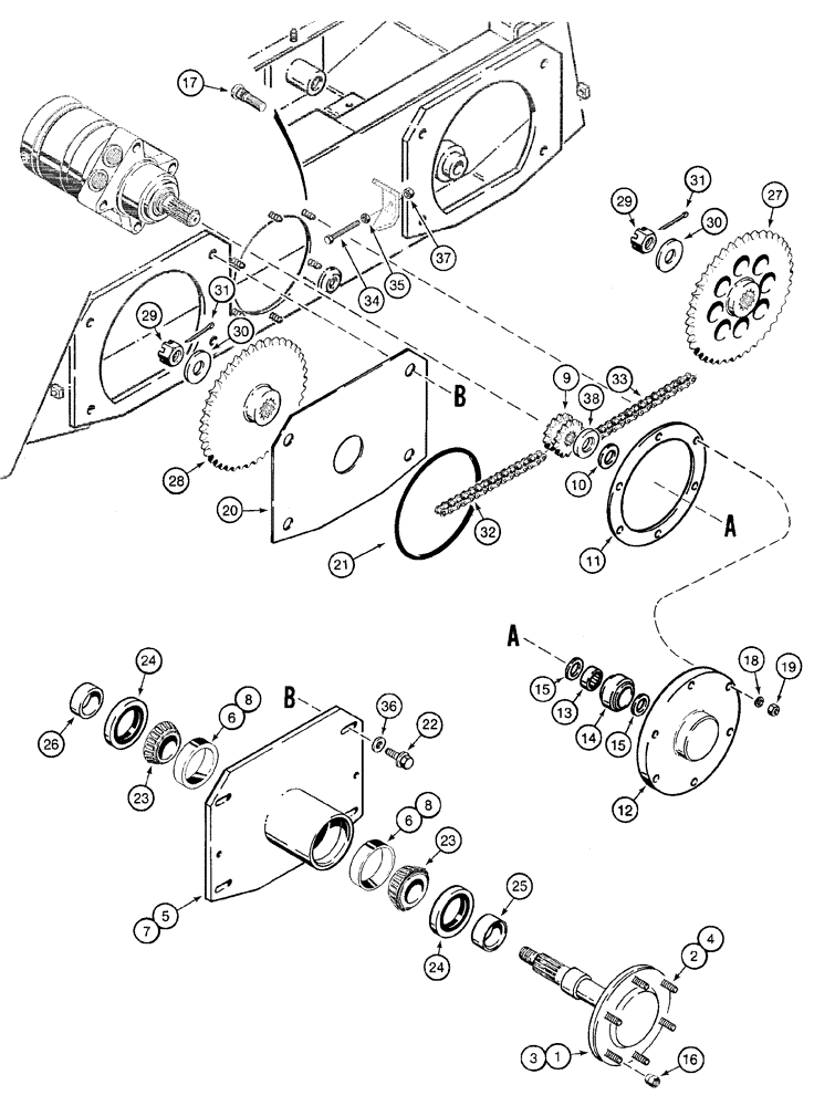 Схема запчастей Case 1825 - (6-18) - AXLES AND DRIVE CHAINS, USED BEFORE P.I.N. JAF0096515 (06) - POWER TRAIN