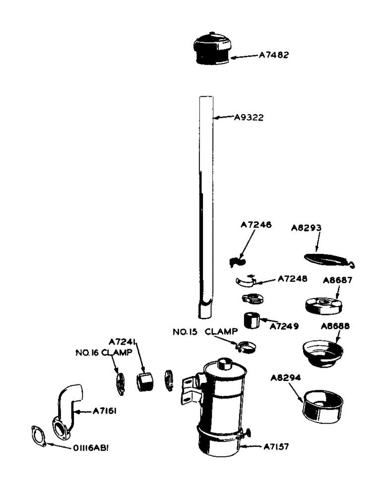 Схема запчастей Case 425 - (016) - POWRDYNE GAS ENGINE, AIR CLEANER (10) - ENGINE