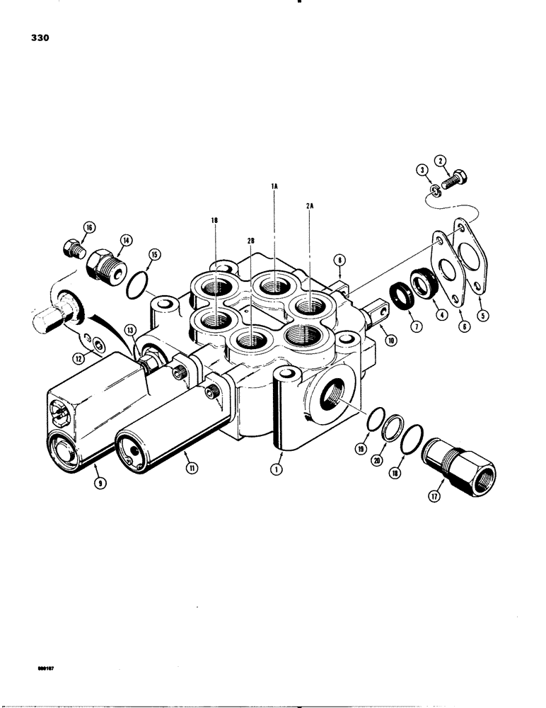 Схема запчастей Case 580C - (330) - HYDRECO LOADER CONTROL VALVE - 2 SPOOL, WITH SOLENOID CONNECTOR PLUG (08) - HYDRAULICS