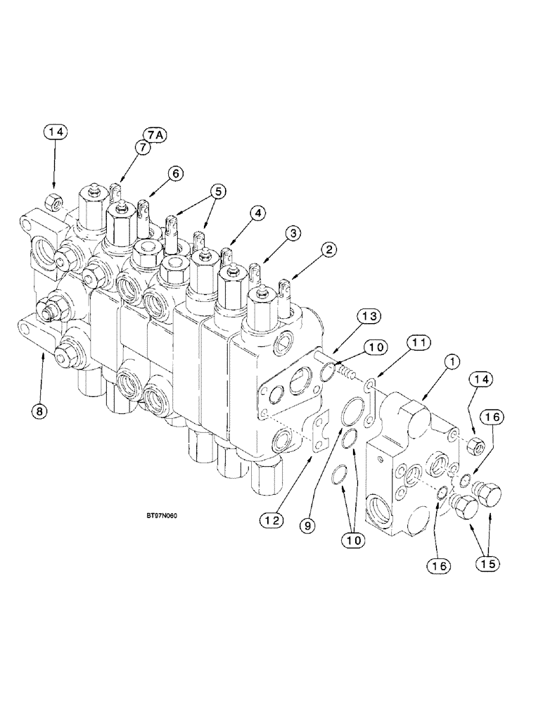 Схема запчастей Case 570LXT - (8-089A) - BACKHOE CONTROL VALVES, MODELS W/ EXTENDABLE DIPPER, W/ AUXILIARY HYDRAULICS (08) - HYDRAULICS