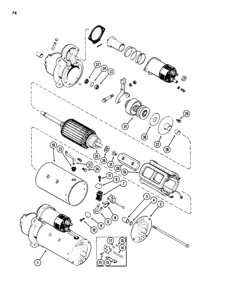 Схема запчастей Case 585D - (074) - A169502 STARTER (55) - ELECTRICAL SYSTEMS