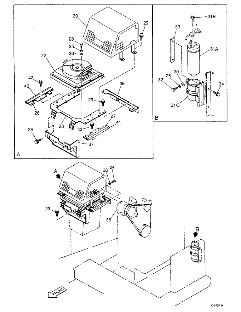 Схема запчастей Case 9007B - (9-47) - AIR CONDITIONER - CONDENSER (12) - CHASSIS