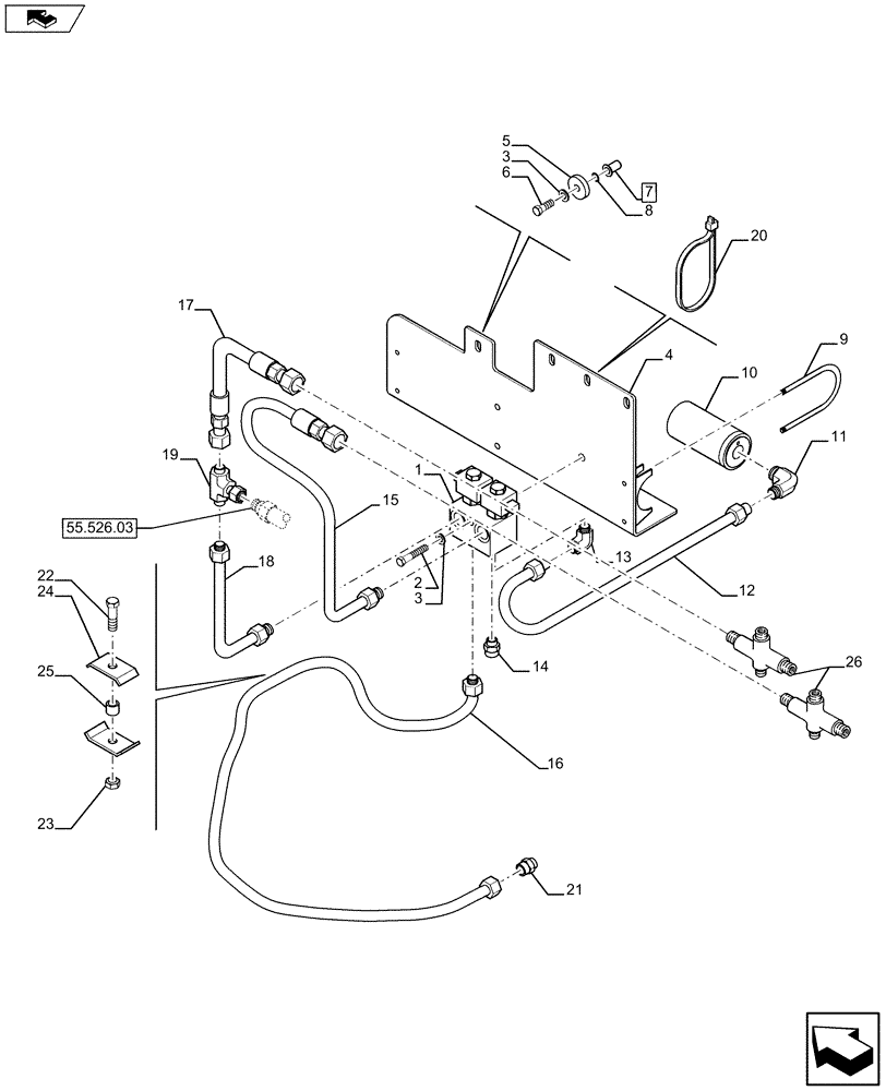 Схема запчастей Case 590SN - (35.350.10) - HYDRAULICS - AUTO RIDE CONTROL - 4WD (35) - HYDRAULIC SYSTEMS