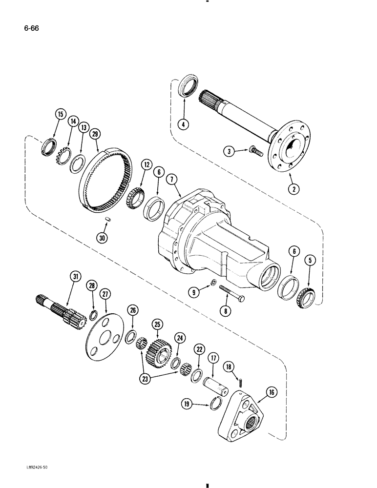 Схема запчастей Case 580K - (6-066) - TRANSAXLE REAR AXLE AND PLANETARY GEARS (06) - POWER TRAIN