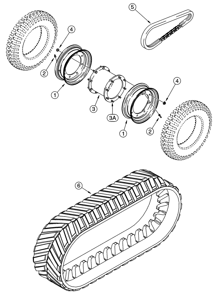 Схема запчастей Case 90XT - (06-31) - WHEELS TRACK, RUBBER (06) - POWER TRAIN