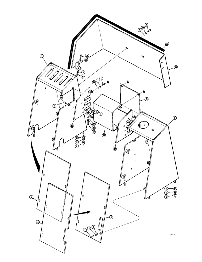 Схема запчастей Case 780 - (480) - BACKHOE CONTROL TOWER, USED ON MODELS WITH TWIN BACKHOE CONTROL TOWER (09) - CHASSIS/ATTACHMENTS