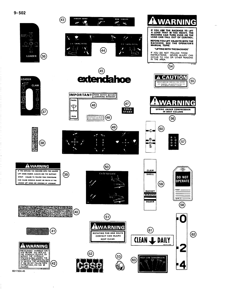 Схема запчастей Case 780C - (9-502) - DECALS (09) - CHASSIS/ATTACHMENTS