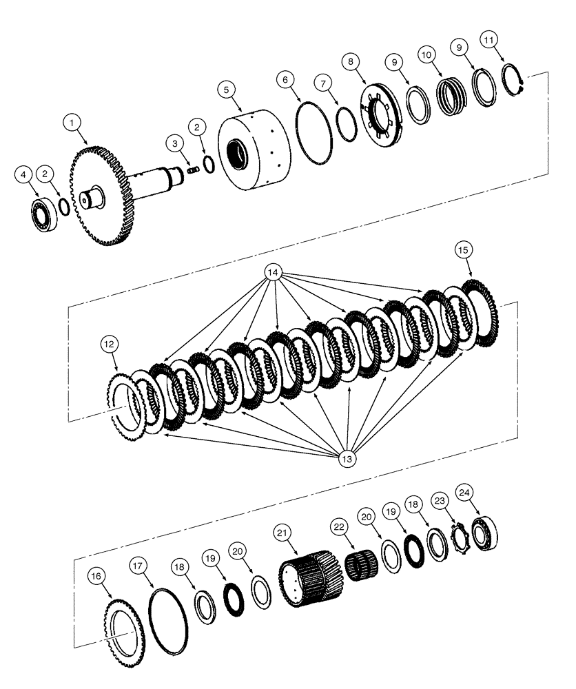 Схема запчастей Case 845 - (06-12[01]) - TRANSMISSION - 1st SPEED AXLE (06) - POWER TRAIN