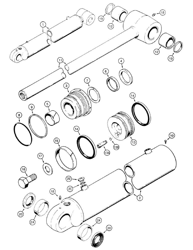 Схема запчастей Case 580SK - (8-368) - BACKHOE BOOM CYLINDER, UP TO S/N JJH0014064 (08) - HYDRAULICS