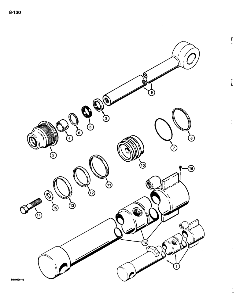 Схема запчастей Case 680L - (8-130) - BACKHOE EXTENDABLE DIPPER CYLINDER (08) - HYDRAULICS