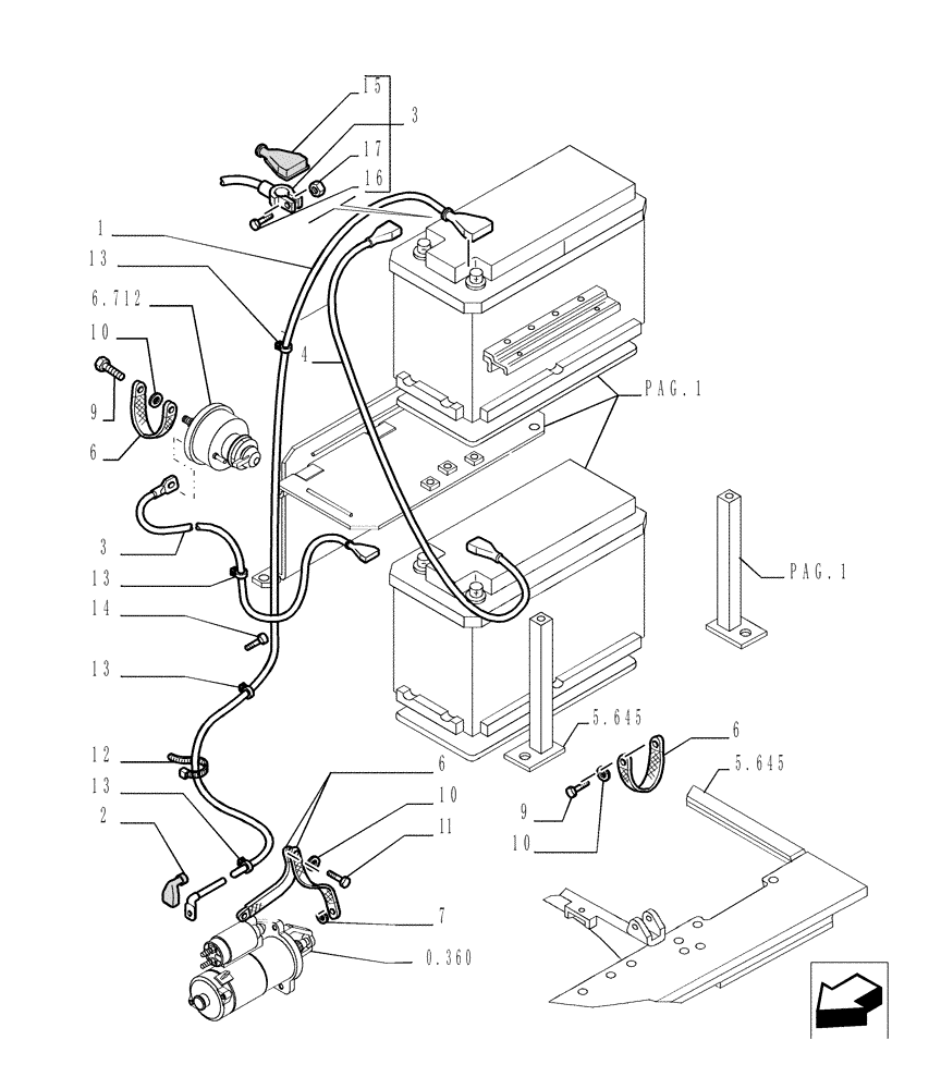 Схема запчастей Case 1850K - (6.701[02]) - BATTERY - SEAT AND SUPPORT Electrical System / Decals