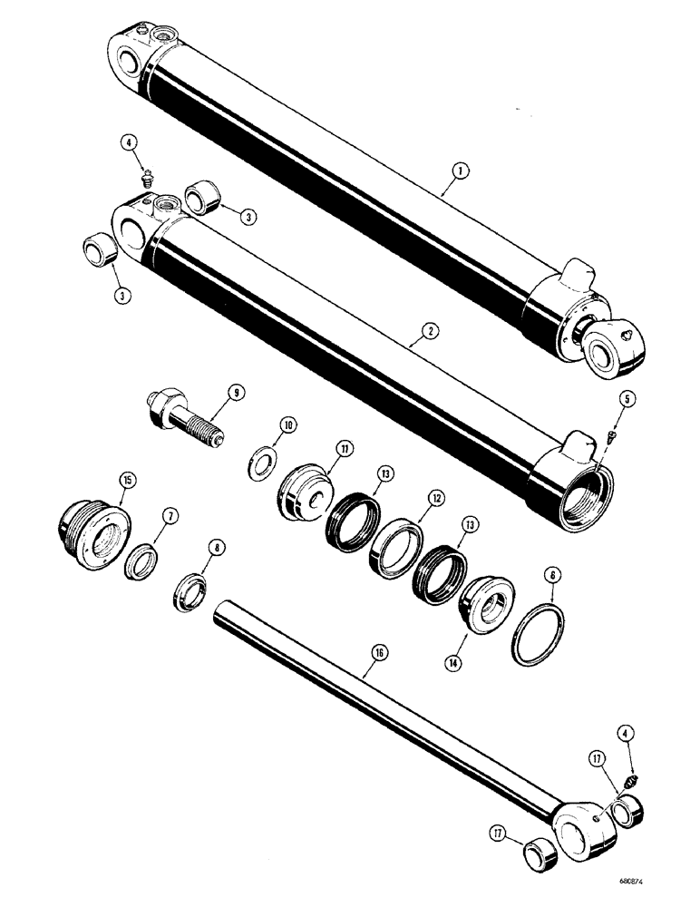 Схема запчастей Case 680CK - (224) - D45313 BACKHOE BOOM CYLINDER (35) - HYDRAULIC SYSTEMS