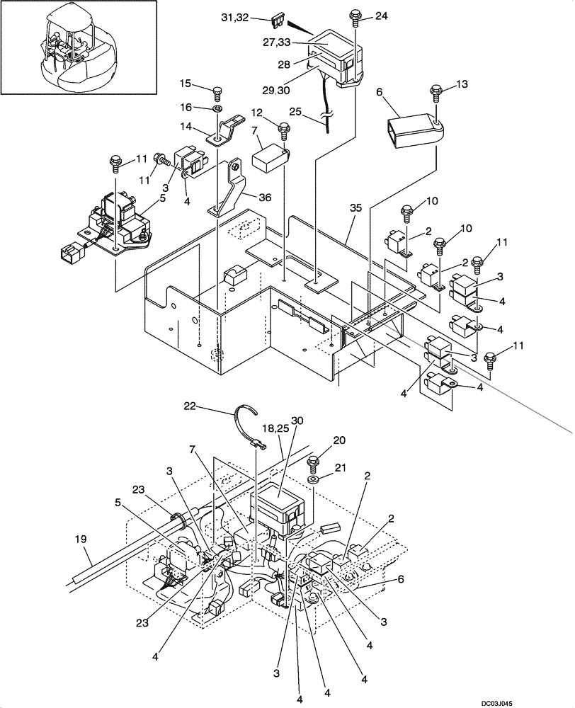 Схема запчастей Case CX47 - (04-06[00]) - RELAY ASSY - CAB (04) - ELECTRICAL SYSTEMS