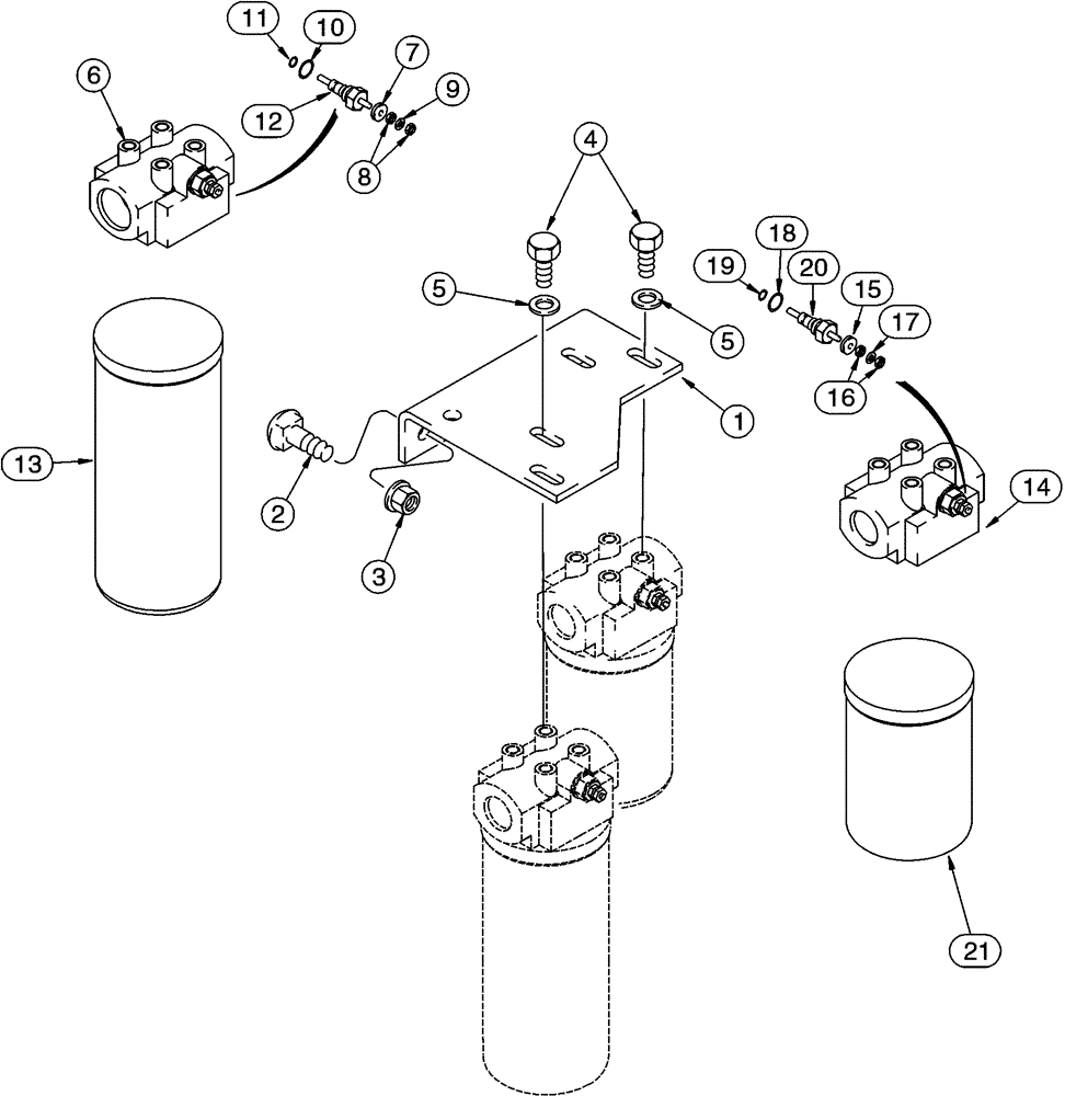 Схема запчастей Case 90XT - (06-13) - FILTER ASSEMBLY MOUNTING, NORTH AMERICAN MODELS -JAF0320049, EUROPEAN MODELS -JAF0274261 (06) - POWER TRAIN