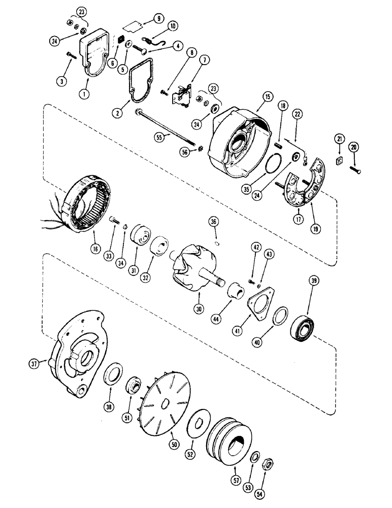 Схема запчастей Case W7 - (074) - A41340 ALTERNATOR, 301 DIESEL AND 284 SPARK IGNITION ENGINES (04) - ELECTRICAL SYSTEMS