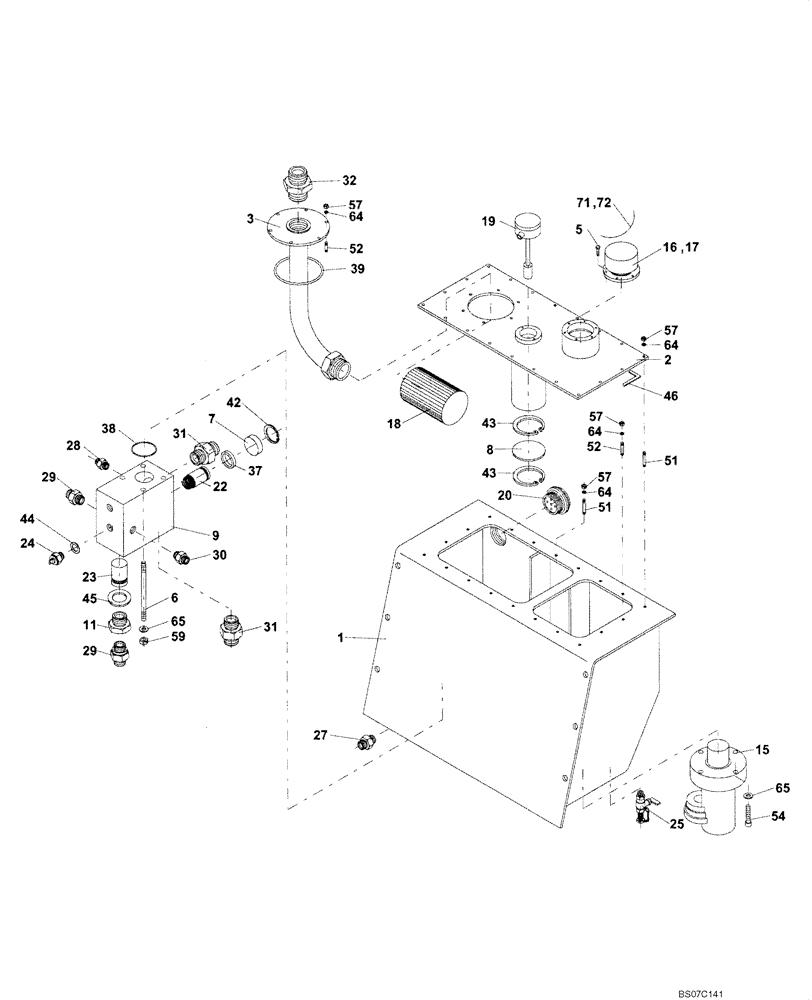 Схема запчастей Case SV212 - (35.750.01) - TANK, HYDRAULIC W/ELECTRIC PUMP (35) - HYDRAULIC SYSTEMS