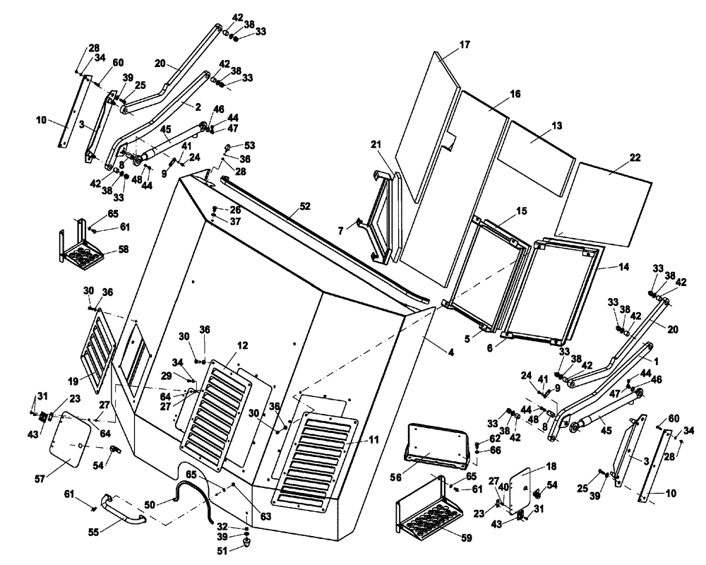 Схема запчастей Case DV213 - (10.100.01) - ENGINE HOOD (GROUP 200-ND135205) (10) - ENGINE