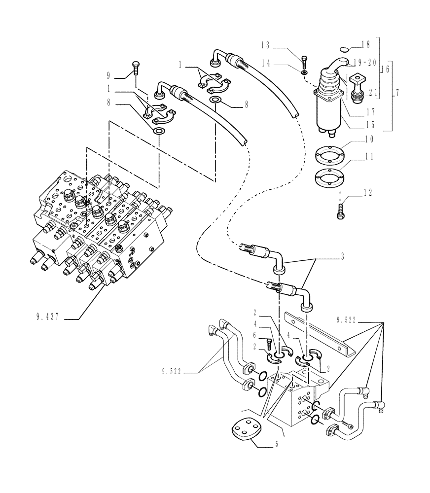 Схема запчастей Case 1850K - (9.439[01]) - ADDITIONAL HYDRAULIC FUNCTION - OPTIONAL CODE 784108061 - VERSION (01-02) (19) - OPTIONS