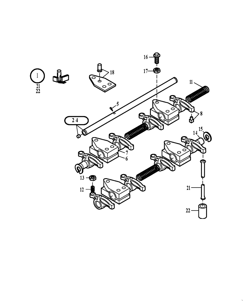 Схема запчастей Case 221D - (95.123[001]) - ROCKER SHAFT ASSY (S/N 581101-UP) (10) - ENGINE