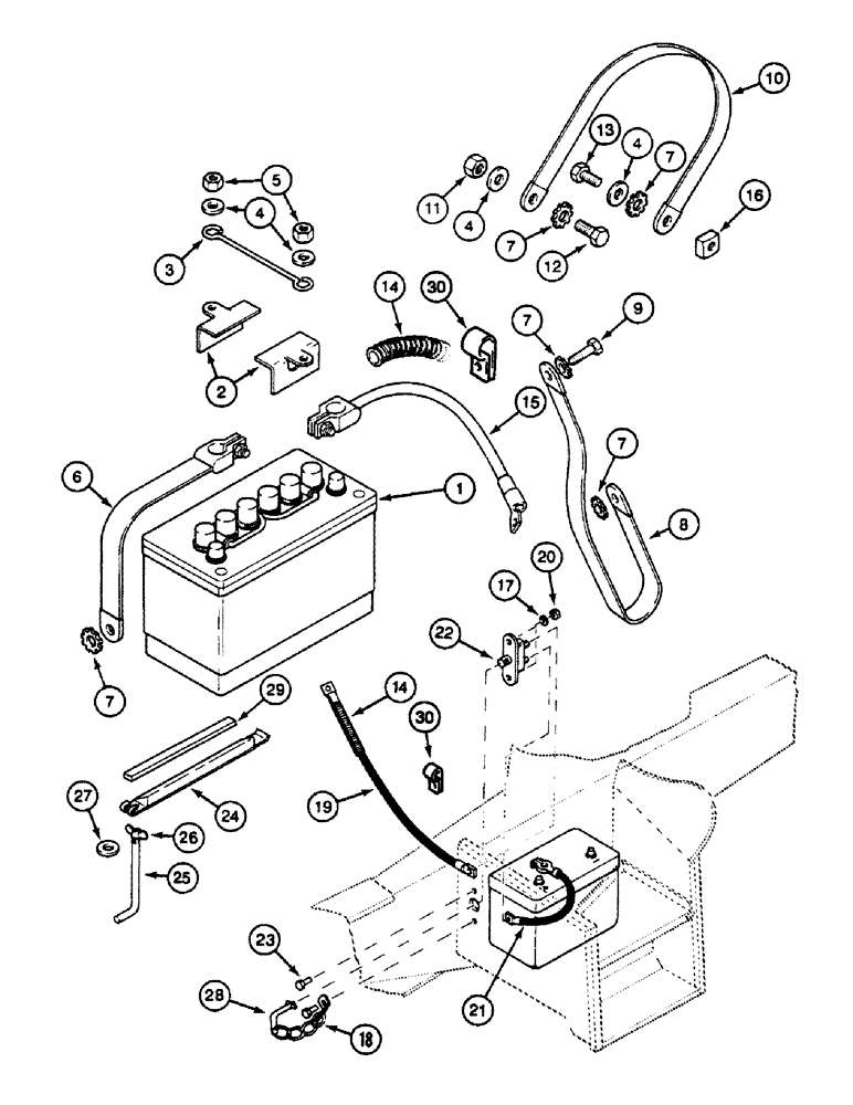 Схема запчастей Case 580SK - (4-06) - BATTERY AND MOUNTING PARTS (04) - ELECTRICAL SYSTEMS