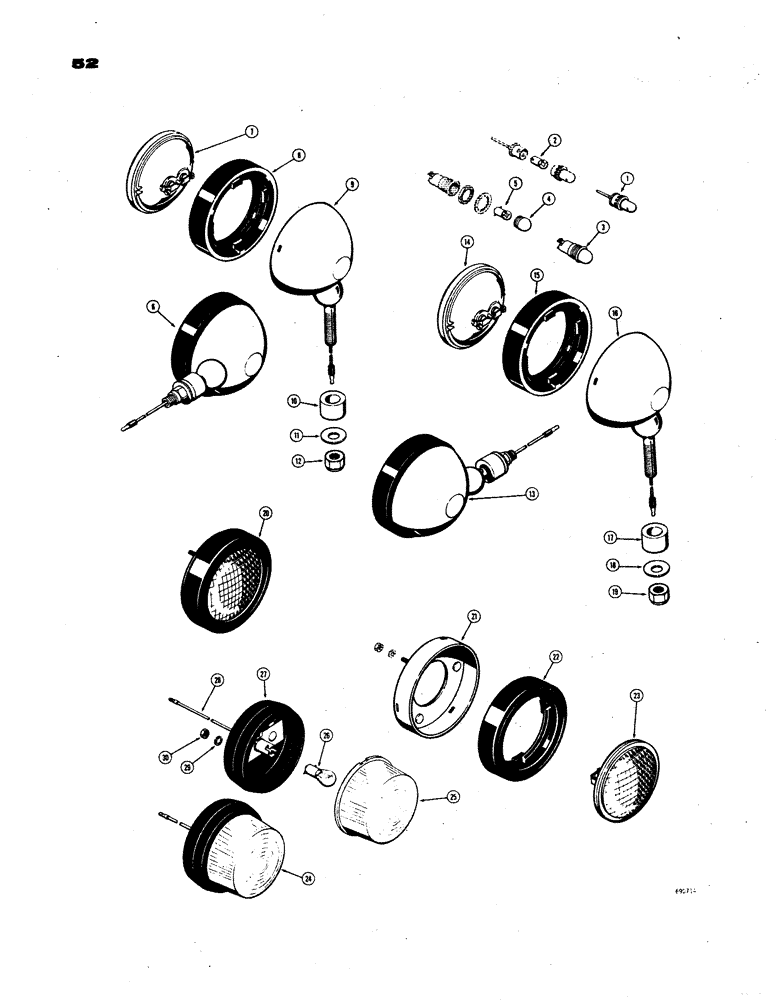 Схема запчастей Case W24B - (052) - LIGHTS, INSTRUMENT PANEL LIGHT (04) - ELECTRICAL SYSTEMS