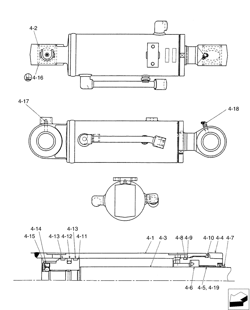 Схема запчастей Case CX36B - (02-023[02]) - CYLINDER, ASSY - DOZER (35) - HYDRAULIC SYSTEMS