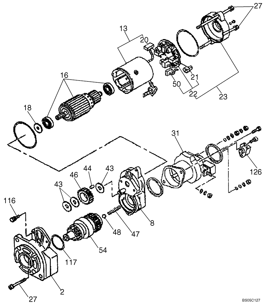 Схема запчастей Case CX135SR - (04-15A) - STARTER (04) - ELECTRICAL SYSTEMS