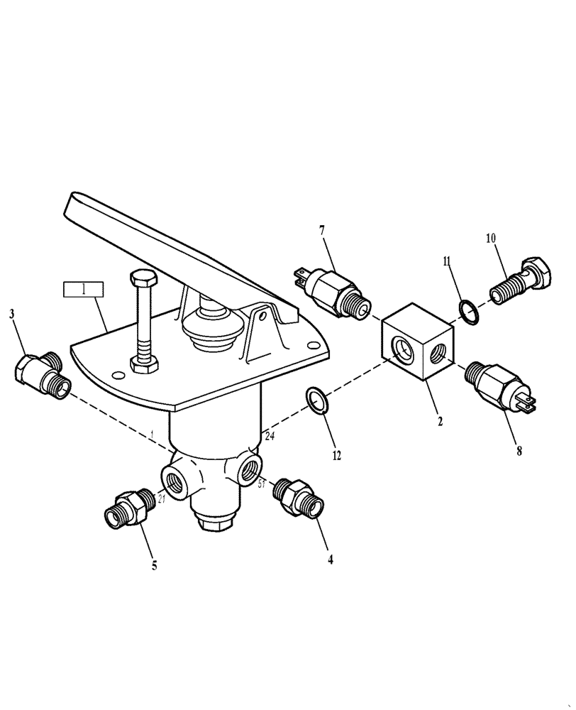 Схема запчастей Case 221D - (23.291[002]) - BRAKE VALVE PEDAL MOUNTING PARTS FAST GEAR (OPTION) (S/N 581101-UP) (33) - BRAKES & CONTROLS