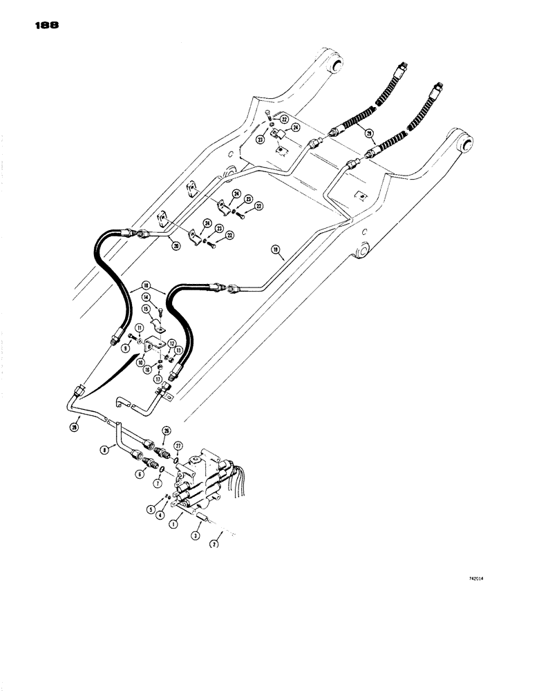 Схема запчастей Case W14 - (188) - 4-IN-1 BUCKET HYDRAULICS (08) - HYDRAULICS