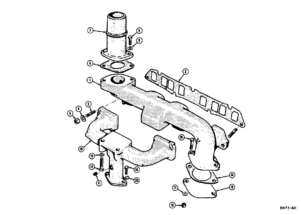 Схема запчастей Case 310E - (010) - MANIFOLD - GAS (01) - ENGINE