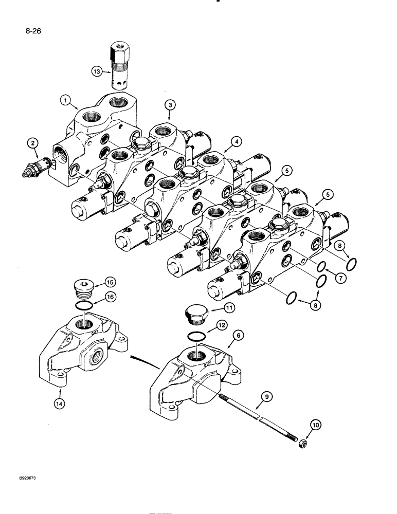 Схема запчастей Case 821 - (8-026) - LOADER CONTROL VALVE - FOUR SPOOL (08) - HYDRAULICS