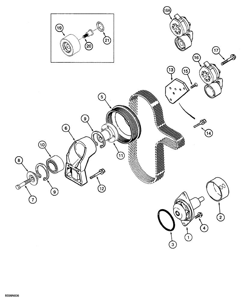 Схема запчастей Case 850G - (2-22) - WATER PUMP SYSTEM 6T-590 ENGINE, 6T-590 EMISSION CERTIFIED ENGINE (01) - ENGINE