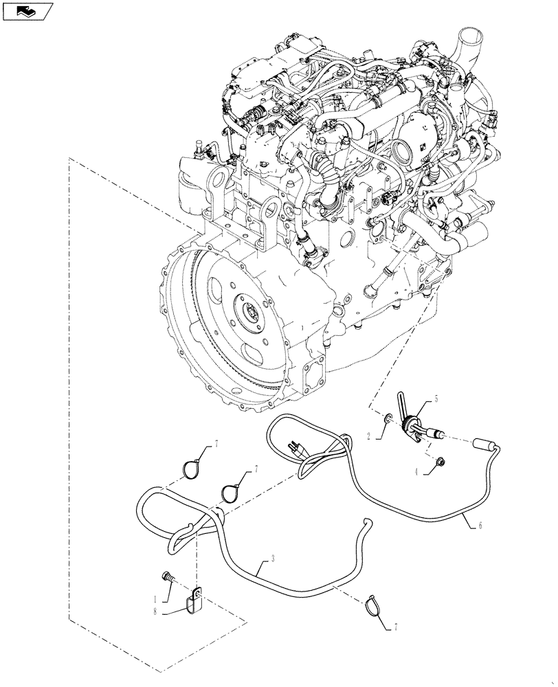 Схема запчастей Case 588H - (55.202.01) - BLOCK HEATER INSTALLATION (55) - ELECTRICAL SYSTEMS