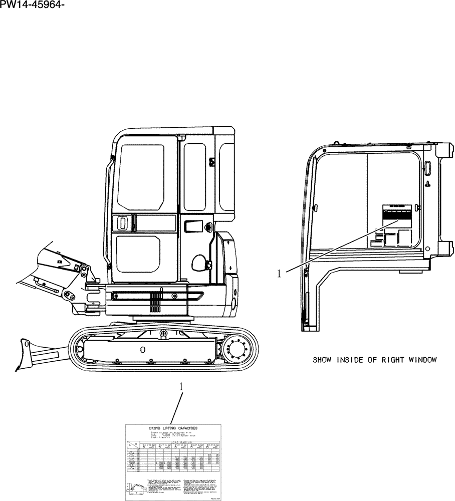 Схема запчастей Case CX31B - (991-29[1]) - NAME PLATE INSTAL ( STD ARM FOR CAB) (00) - GENERAL & PICTORIAL INDEX