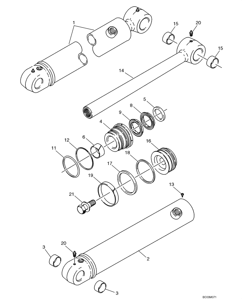 Схема запчастей Case 590SM - (08-68) - CYLINDER ASSY - BACKHOE DIPPER (08) - HYDRAULICS